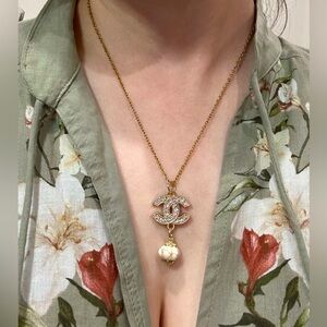 Authentic Chanel Upcycled Charm/zipper pull/ button Necklace